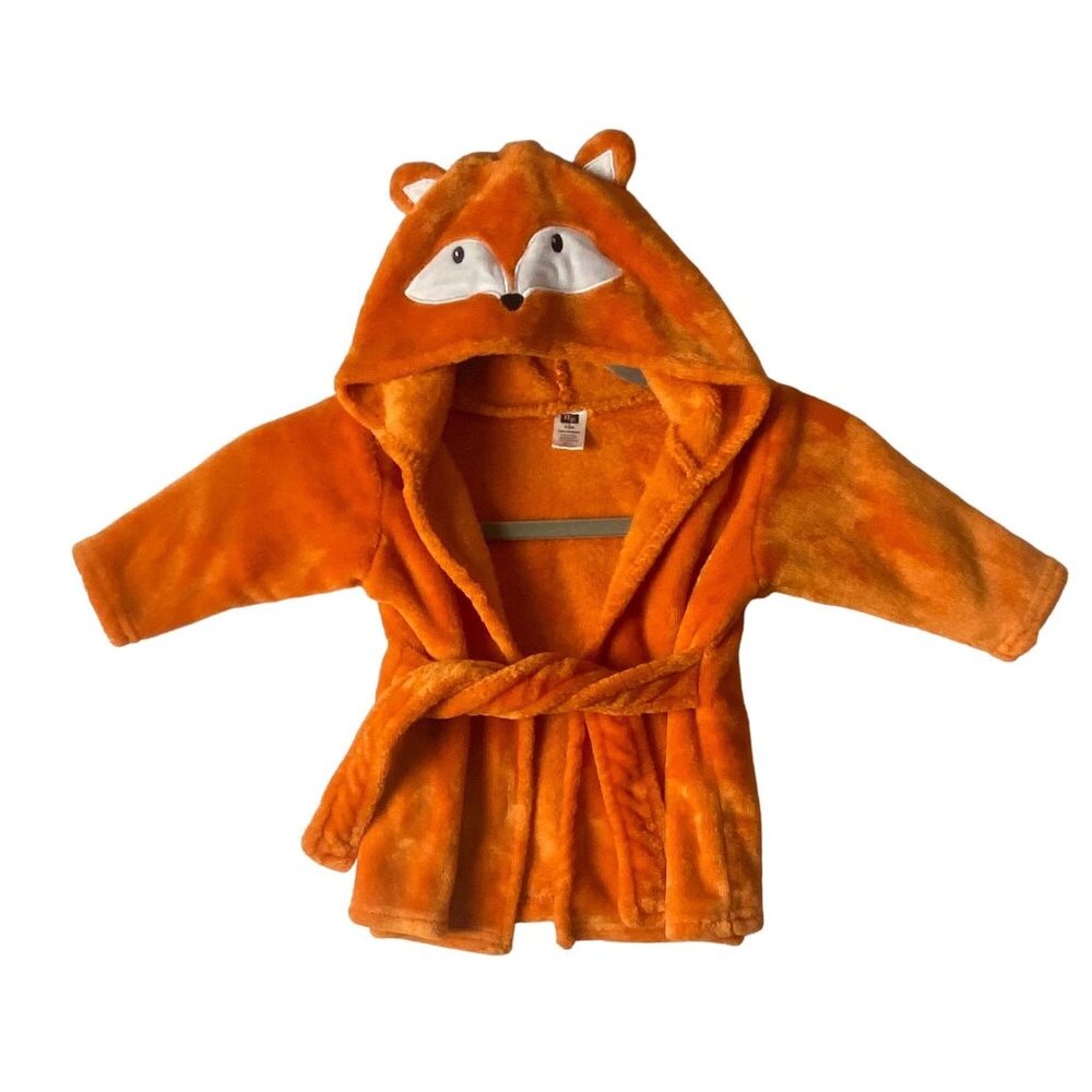 Hudson Baby Fox Hooded Bathrobe Costume 0-9 Months Hood Orange Cozy